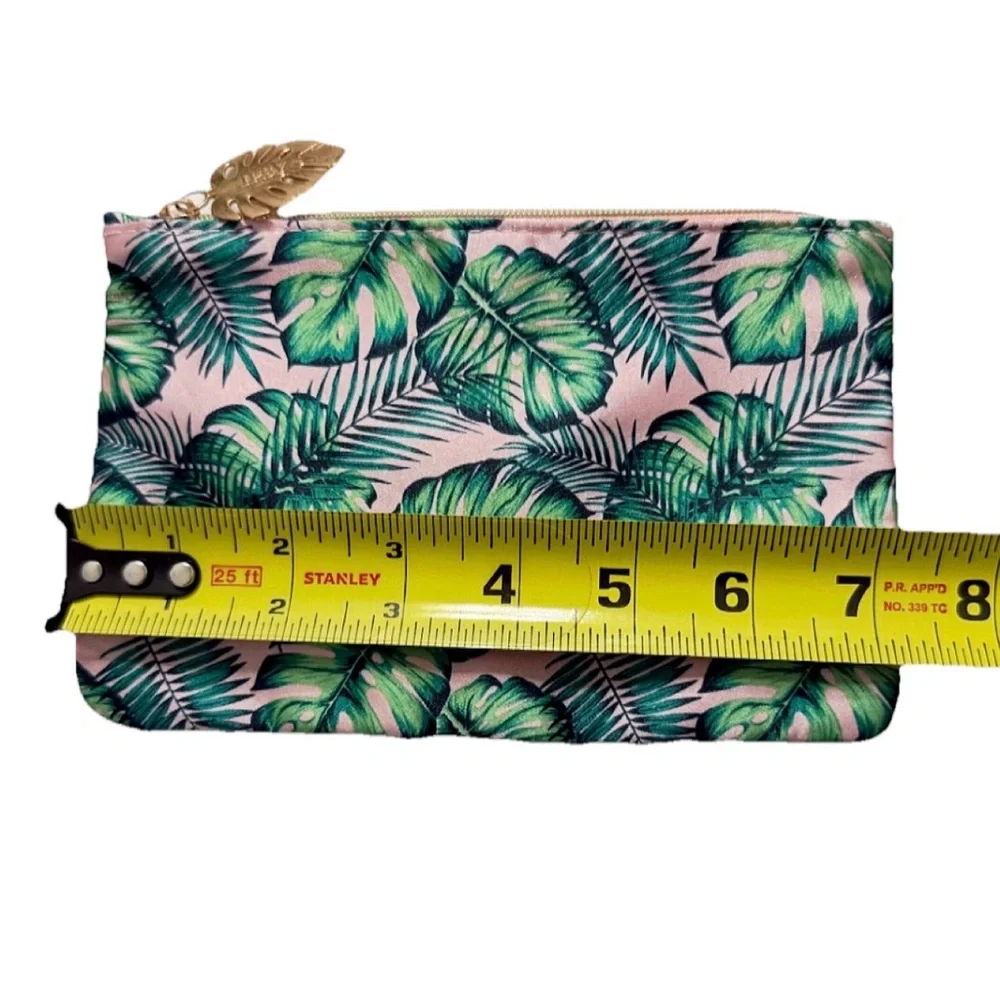 IPSY Tropical Leaf Makeup Bag Pink Green Glam Pouch